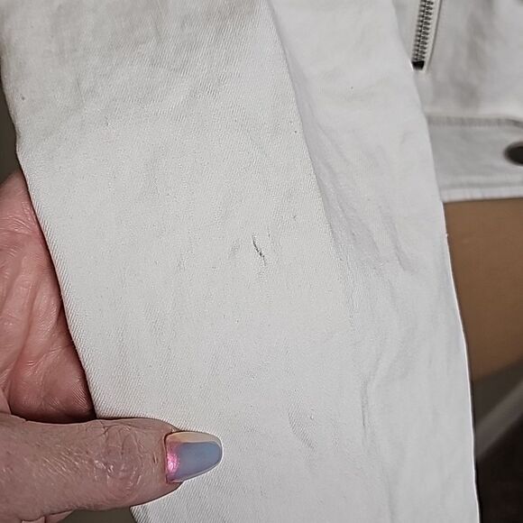 Rebecca Minkoff White Moto Jacket assymetric zip linen blend small - Picture 4 of 9